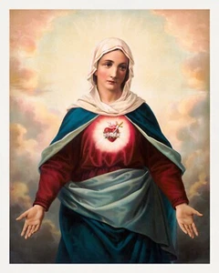 12183.Decor Poster.Wall interior B&W design.Mother Mary Christ Sacred Heart - Picture 1 of 1