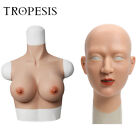Tropesis Silicone E Cup Breast Forms+Female Mask For Crossdresser Drag Queen