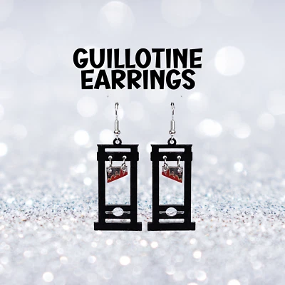 Pendientes de guillotina, pendientes de Halloween, pendientes de miedo, pendientes góticos Foto 1 de 4
