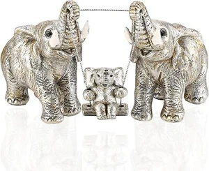 Estatua de elefante mamá regalos decoración del hogar acentos estatuillas buena suerte regalos plata - Imagen 1 de 6