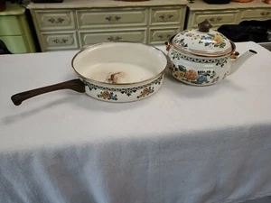 Juego de utensilios de cocina vintage Asta cooking de 10" sartén y hervidor de latón Alemania Occidental - Imagen 1 de 12