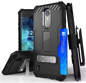 BLACK TRI-SHIELD CASE BELT CLIP HOLSTER for LG Zone 4, Risio 2/3, Rebel 2/3 LTE - Picture 1 of 10