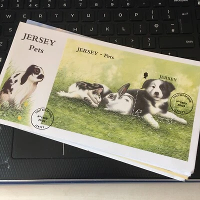 Jersey FDC First Day Cover 2003 PETS DOG,CAT ETC MINISHEET Unaddressed  - Image 1 of 2
