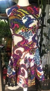 VTG  MOD GOGO Dragon Psychedelic Double Knit Medium Magic Wonderland Dress - Picture 1 of 2