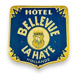 Hotel Bellevue La Haye Den Haag Niederlande selten Vintage Deko Koffer Etikett - Bild 1 von 2
