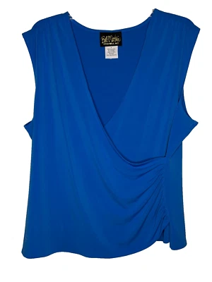 Camiseta sin mangas Bob Mackie Wearable Art Azul Poli Spandex Sin mangas Imitación Envoltura Grande Foto 1 de 4