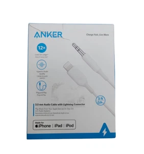 Anker 3' PowerLine Apple to 3.5mm Audio Aux Adapter - White - Picture 1 of 3