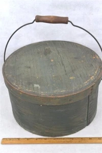 antike Speisekammer Kiste alt grün lackiert Tragegriff Deckel 11,5x6,5 original 19.1800 - Bild 1 von 12