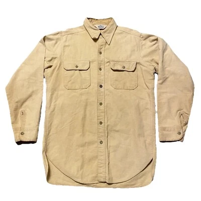 Vintage Woolrich Soft Chamois Shirt Flannel Men’s Sz L Distressed Beige 70s 80s - Image 1 of 4