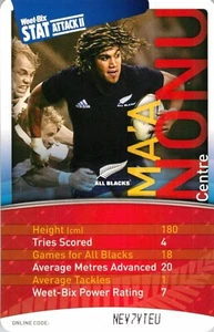 2007 ALL BLACKS World Cup Card MA'A NONU Weet-Bix - Picture 1 of 3