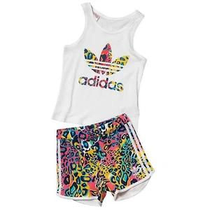 adidas Originals Kinder Soccer Trefoil Set 2-Teilg Mädchen Tank Top Shorts Leo - Bild 1 von 2