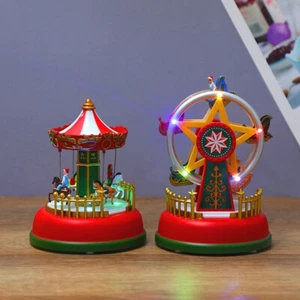 Christmas Mini Music Box Luminous Music Carousel Ferris Wheel Animated LS - Picture 1 of 7