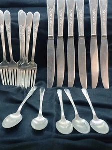 Wm Rogers 1941 PRISCILLA LADY ANN 17 pieces Silver plate Forks Spoons Knives - Picture 1 of 24