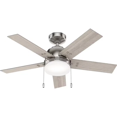 NEW Hunter Kirkwood 44 in. Indoor Brushed Nickel Ceiling Fan With Light Kit - Image 1 of 2