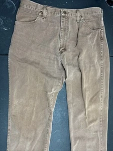 Wrangler Jeans Mens 35x34 Brown Cowboy Cut 13MWZ Rodeo Western Denim Made In USA - Picture 1 of 7