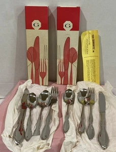 Vintage Stegor Stainless Chanson 4 pezzi posto NOS in scatola Gorham 2 set - Foto 1 di 17