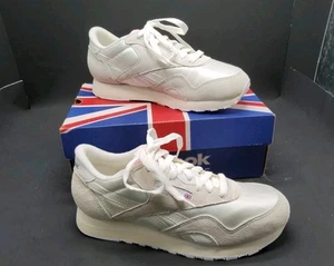 Reebok Classic Nylon Shoes White/ Lt Gray Athletic Sneakers Women’s Sz 7.5 NEW - Picture 1 of 16