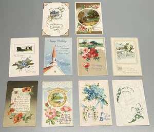 LOT OF 10 - ART NOUVEAU 1900’s Greeting Holiday Postcards Antique Cards Posted - Foto 1 di 7