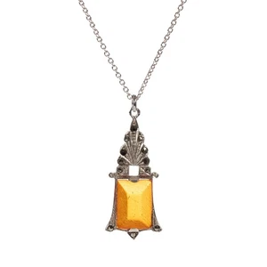 Jugendstil Collier mit Bernstein & Markasiten in Silber um 1915 (D3459) - Bild 1 von 4
