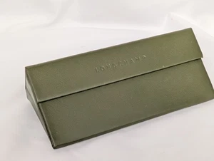 Longchamp Green Leather Eyeglasses Sunglasses Case Embossed Collapsible Slim - Picture 1 of 5
