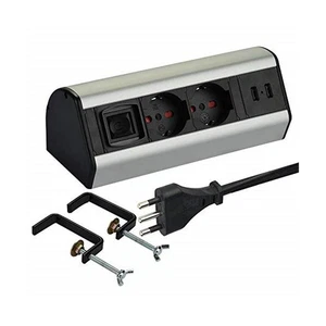 Mehrfachsteckdose Kelche Wein Schreibtisch 2 Schuko + 10/16A, 2 USB 2.4A, Halter - Picture 1 of 17