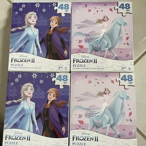 4 Jigsaw Puzzles Disney Frozen II Anna and Elsa 48pcs 9.1" By 10.3" - Picture 1 of 5