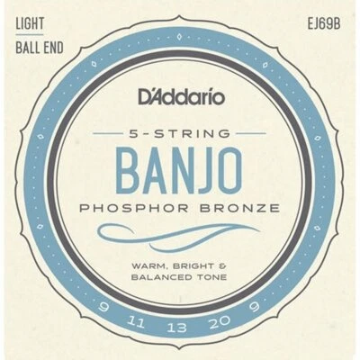 D'Addario EJ69B 5-String Banjo Phosphor Bronze strings Ball End, 9-20 - Image 1 of 2