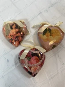 Pappmaché Vintage Shabby Chic Weihnachten Herzform Ornamente Holiday Christmas - Bild 1 von 7