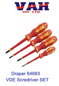 Draper Expert Ergo Plus 4 Piece VDE Screwdriver Set 64693 - Picture 1 of 1