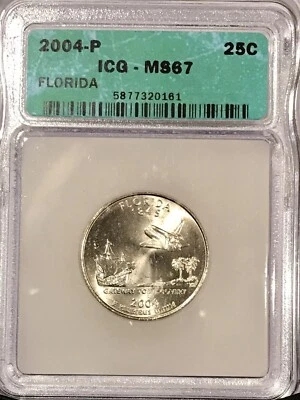 2004 P 25C Florida State Quarter MS67 ICG - Image 1 of 2