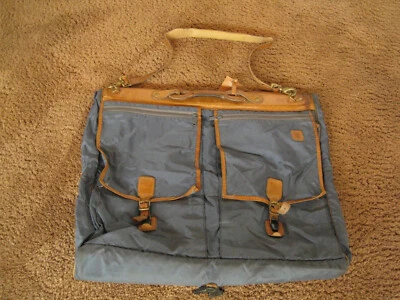  Hartmann Luggage Leather and Nylon Garment Travel Bag-Blue-VINTAGE-Authentic - Image 1 of 4