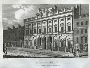 1813 Antique Print; Somerset House, London after Poole - Imagen 1 de 2