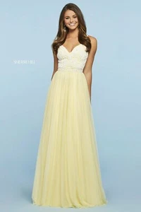 Sherri Hill 53556 Light Yellow Ivory Pageant Gala Gown Dress sz 0 - Picture 1 of 4