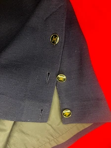 Celine Paris Pencil Skirt Womens Sz 48 US 16 Navy Blue Wool Logo Side Buttons - Picture 1 of 6