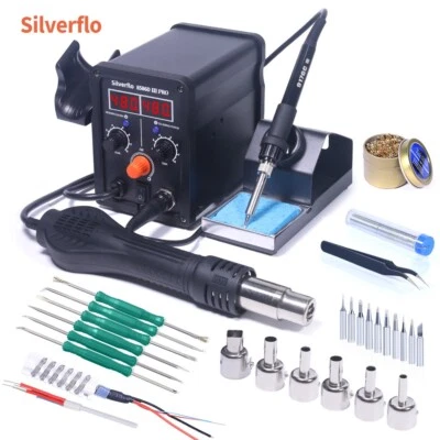 780W Soldering Station 2in1 Digital Soldering Iron Hot Air Rework Tool Set UK - Image 1 of 4