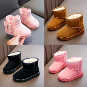 KIDS TODDLER BOYS GIRLS WINTER WARM FUR LINED COMFORT SLIPPERS SHOES SNOW BOOTS - Picture 1 of 17
