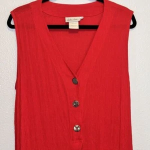 Vtg Red Maxi Dress XL Crepe Boho Breathable Minimalist Flowy Valentine USA Made - Picture 1 of 9