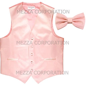 New Men's Vesuvio Napoli Tuxedo Vest Waistcoat Bowtie prom wedding party Pink - Picture 1 of 5