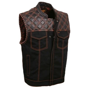 Chaleco de motocicleta Milwaukee Leather 3037 para hombre 'Wrecker' denim/cuero estilo club - Imagen 1 de 12