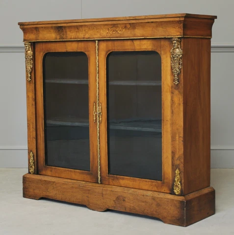 A Victorian burr walnut display cabinet Cover