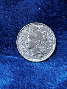 1868 Three Cent Nickel Piece ref M 68 - Picture 1 of 3