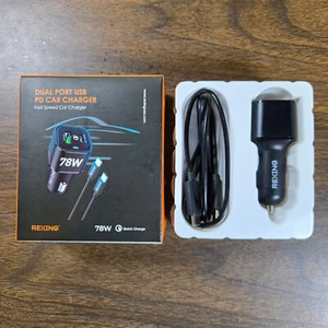 REXING Doble Puerto Negro 78W Entrega de Alimentación + Cargador de Coche USB-C/USB *Caja Abierta* - Imagen 1 de 5