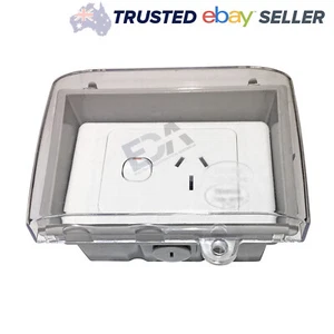 Salida de punto de alimentación única de 10 AMP GPO con caja de tapa transparente impermeable - Imagen 1 de 9