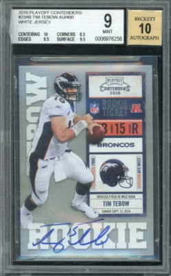 Tim Tebow 2010 Playoff Contenders Denver Broncos Autographed Rookie Card (BGS) - Image 1 of 2