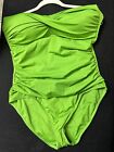 ANNE COLE One Piece Swimsuit Strapless Wireless Contour Cups Ruched 16 Green NEW