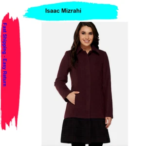 Isaac Mizrahi Live! Melton Coat with Eyelet Trim with Shawn Killinger, size 12 - Picture 1 of 4