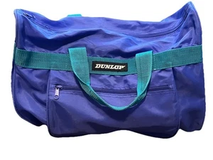 VTG. DUNLOP SPORTS ACTION LARGE DUFFEL GYM TOTE BAG BLUE & TEAL WET POCKET - Picture 1 of 5