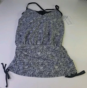 Athleta Laguna Side Scrunch Tankini Damen schwarz/weiß Größe 34D/DD 89 $. - Bild 1 von 19