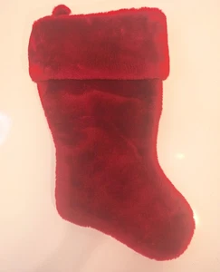 Faux Fur Solid Red Fuzzy Furry Fleece Thick Christmas Stocking Gift Holiday 15" - Picture 1 of 4