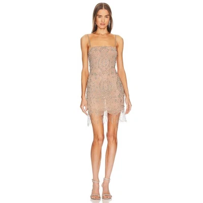 Mini Vestido Michael Costello X Revolve Kareena Adornado Desnudo Talla L Nuevo con Etiquetas Foto 1 de 4